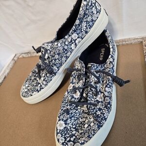 Sperry Navy Floral Canvas Shoes